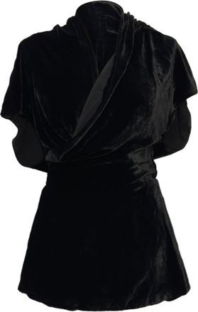 Rick Owens Wrap Blouse in Black Velvet
