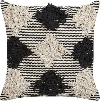 Beliani Throw Cushion BHUSAWAL Cotton 50 x 50 cm Black Geometric Pattern