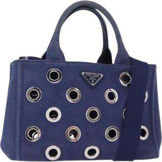 Prada Pre-owned Cross Body Bags, female, Blue, Size: ONE SIZE Pre-owned Canvas Cross Body Bag