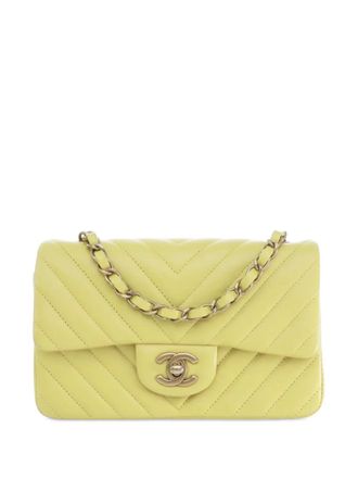 Chanel 2015-2016 kleine Classic Chevron lamsleren Rechthoekige Single Flap crossbodytas - Geel