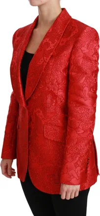 Dolce & Gabbana Womens Red Floral Angel Blazer Coat Jacket Polyester Clothing
