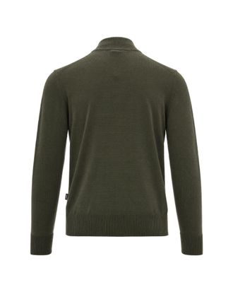 HUGO BOSS Merino Wool Zip-Up Sweater - Green