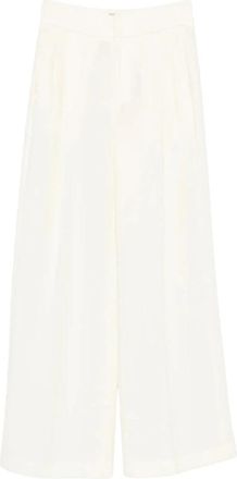 Twinset Wijde broek met plooien - Dames - Wijde Broeken - Wit - S - Broeken