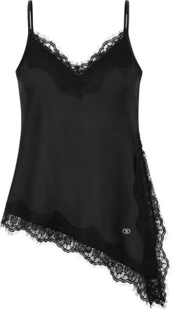 Yes-Zee Satijnen top met kanten inzetstukken - Dames - Tops zonder mouwen - Zwart - M - Satijn - Tops