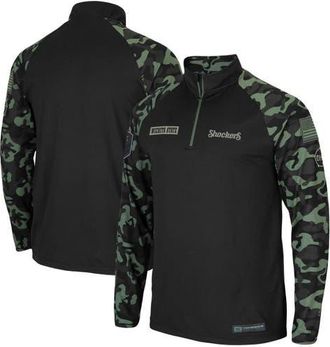 Colosseum Mens Colosseum Black Wichita State Shockers OHT Military Appreciation Take Flight Raglan Quarter-Zip Jacket at Nordstrom, Size Large