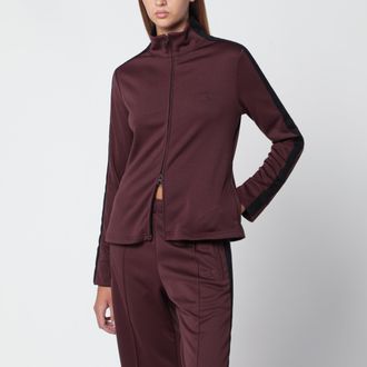 Courr&egrave;ges Felpa con zip bicolore rossa scura/nera