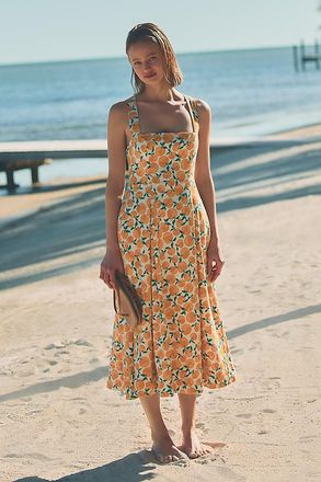 Maeve Printed A-Line Halter Midi Dress