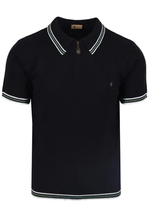 Gabicci Vintage 1973 Mens Moore Knitted Polo Shirt Navy - Blue Cotton - Size 3XL