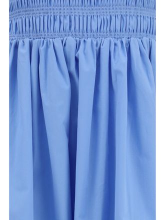 Ganni Womens Dress Poplin Maxi Cotton Azurine