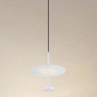 Trade Shop Trade Shop Traesio - Trade Shop - Lampadario A Sospensione Luce 4000k Led 12w Disco Paralume Piatto Bianco Rotondo 33092