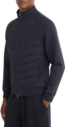 Reiss Calvorn Quilted Hybrid Jacket in Navy at Nordstrom, Size Xx-Large