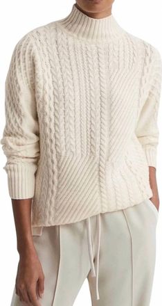 Reiss Womens Martha Roll Neck Cable Knit Sweater In Cream