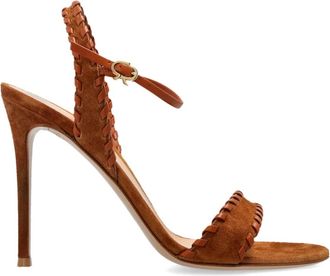 Gianvito Rossi Suede Heeled Sandalen - Dames - Sandalen met hakken - Bruin - 36 EU - Leer - Schoenen
