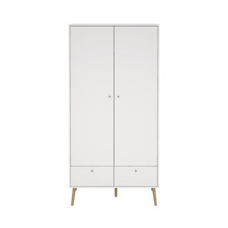 ebuy24 Armario de 2 puertas y 2 cajones con patas de madera H200,1 cm