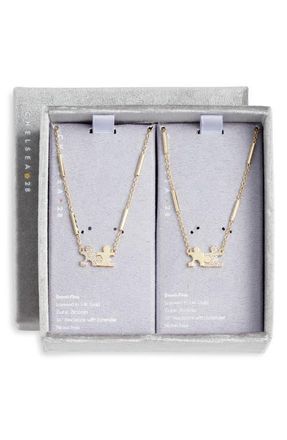 Chelsea28 Set of 2 Demi Fine Mommy & Me Crystal Puzzle Pendant Necklaces in Clear- Gold at Nordstrom