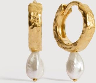 Monica Vinader Gold Capri Pearl Huggie Earrings Pearl