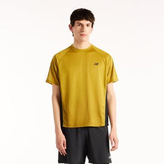 New Balance Uomo Viz-Tech Run T-Shirt in Marrone/Nero, Maglia di Poliestere, Taglia 2XL