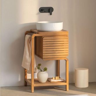 Sklum Conjunto De Mueble De Ba&ntilde;o En Madera De Teca Bradley Sklum