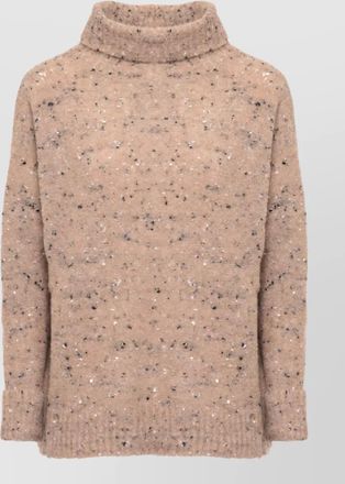 D.exterior wool high neck long sleeve sweater