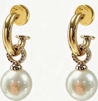 Classicharms Sia Shell Pearl Drop Hoop Earrings in Gold at Nordstrom