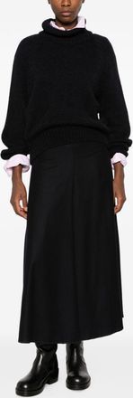 Susanne Bommer Wool A-Line Skirt - Navy