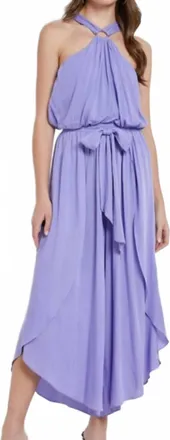 Mustard Seed Ring Waist Tie Wrap Jumpsuit In Lavender