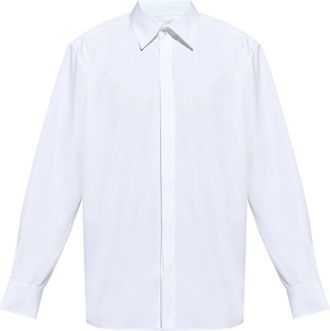 Saint Laurent Witte Poplin Overhemd met Grote Kraag - Heren - Zakelijke Overhemden - Wit - L - Overhemden