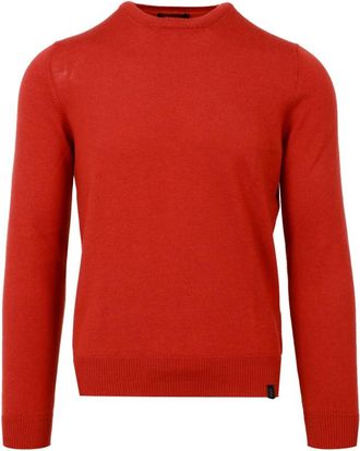 Fay Crew Neck Sweater - Heren - Ronde hals truien - Bruin - S - Wol - Truien & Vesten