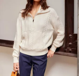 Fifteen Twenty Karin Half Zip Sweater In Cream