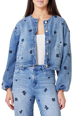 Habitual Collarless Embroidery Jacket In Dainty Floral