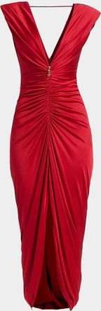 Versace Ruched Tulip-Hem Gown
