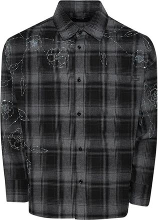 Nahmias Camicia a quadri con strass - Nero