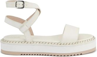 AGL Offwhite Platte Sandalen voor Zomer - Dames - Sandalen - Wit - 40 EU - Leer - Schoenen