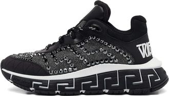 Versace Grecca sneakers verfraaid met kristallen - Zwart