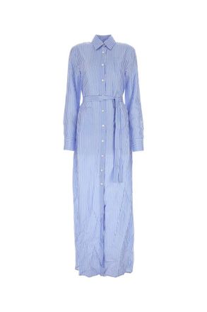 Prada Blue Printed Silk Shirt Dress