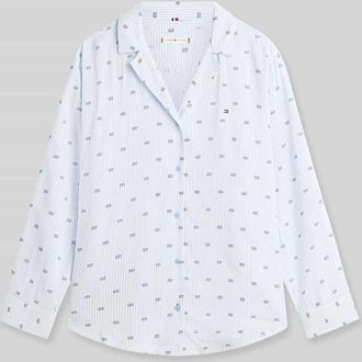 Tommy Hilfiger Pyjamaoberteil mit Logo Print aus Viskose in Hellblau, Gr&ouml;&szlig;e XL