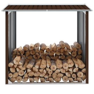vidaXL Caseta Jard&iacute;n Para Le&ntilde;a Acero Galvanizado Marr&oacute;n 172x91x154 Cm Vidaxl