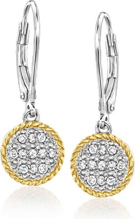 Ross-Simons Diamond Roped-Edge Circle Drop Earrings in Sterling Silver and 14kt Yellow Gold