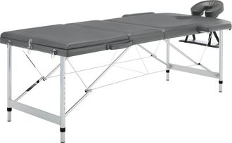 Nova Camilla De Masaje De 3 Zonas Estructura De Aluminio Banco De Masaje Reposacabezas Reposabrazos Ajustable Cama De Masaje Plegable Port&aacute;til Antracita 02