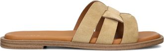 Notre-V Schoenen, Dames, Beige, 42 EU, Katoen, Beige Zomerslippers met Vierkante Neus