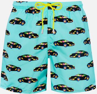 MC2 Saint Barth Man Lightweight Fabric Swim-shorts Lighting With Lodola Car Print marco Lodola Special Edition