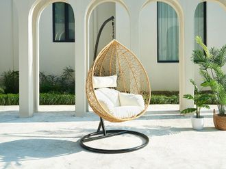 Vente-Unique Poltrona sospesa in Resina intrecciata Naturale chiaro - CAMPLI di MYLIA