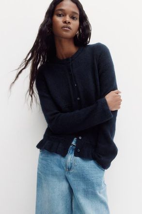H&M Pointelle-knit Cardigan in Navy Blue at Nordstrom, Size X-Small