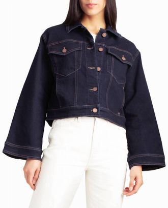 Nicole Miller Lenox Hill Bell Sleeve Crop Jacket In Dark Blue