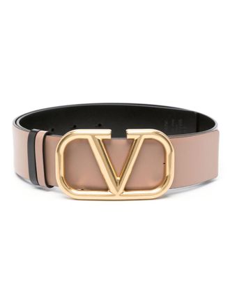 Valentino Garavani Peach Vlogo leather belt