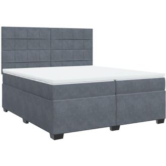 vidaXL Cama Box Spring Con Colch&oacute;n Terciopelo Gris Oscuro 200x200 Cm Vidaxl