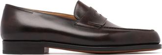 John Lobb Donkerbruine Slip On Loafers - Heren - Loafers - Bruin - 41 EU - Leer - Schoenen
