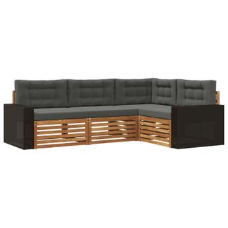 vidaXL Conjunto De Sof&aacute;s De Exterior 4 Pcs Natural Y Antracita Vidaxl
