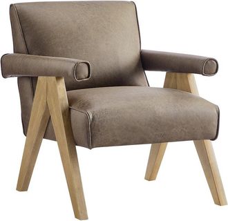 Comfort Pointe Navassa Modern Faux Leather Arm Chair - Espresso