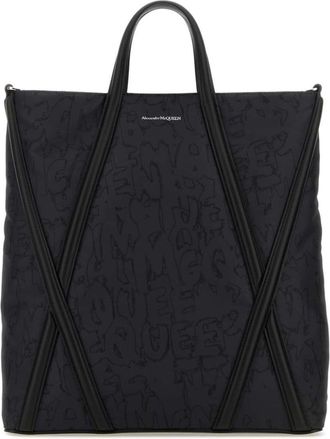 Alexander McQueen Harness Graffiti-print tote bag - men - Nylon/Calf Leather/Nylon - OS - Black